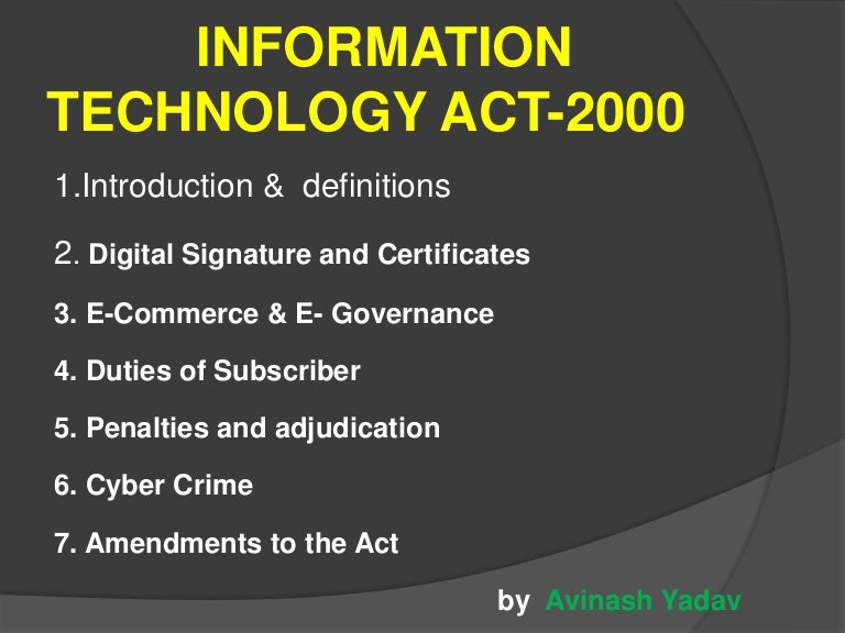 Introduction to Information Technology Law